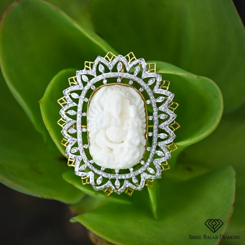 Enchanted White Muga Brooch Shree Balaji Diamond
