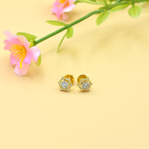 Beautiful Mini Star Earrings With Golden Color Shree Balaji Diamond