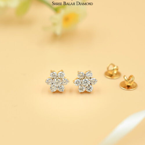 Flower Hearted Diamond Earrings Shree Balaji Diamond