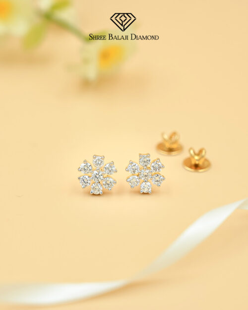 Floral Stone Diamond Earrings Shree Balaji Diamond