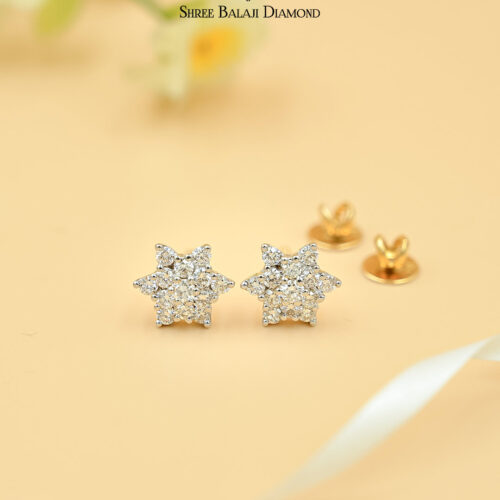 Six Star Diamond Earrings Shree Balaji Diamond
