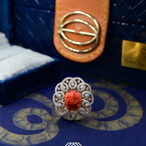 Red Muga Diamond Ring Shree Balaji Diamond