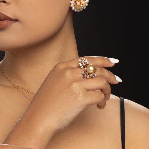 Vintage Gold Pearl Diamond Ring Shree Balaji Diamond