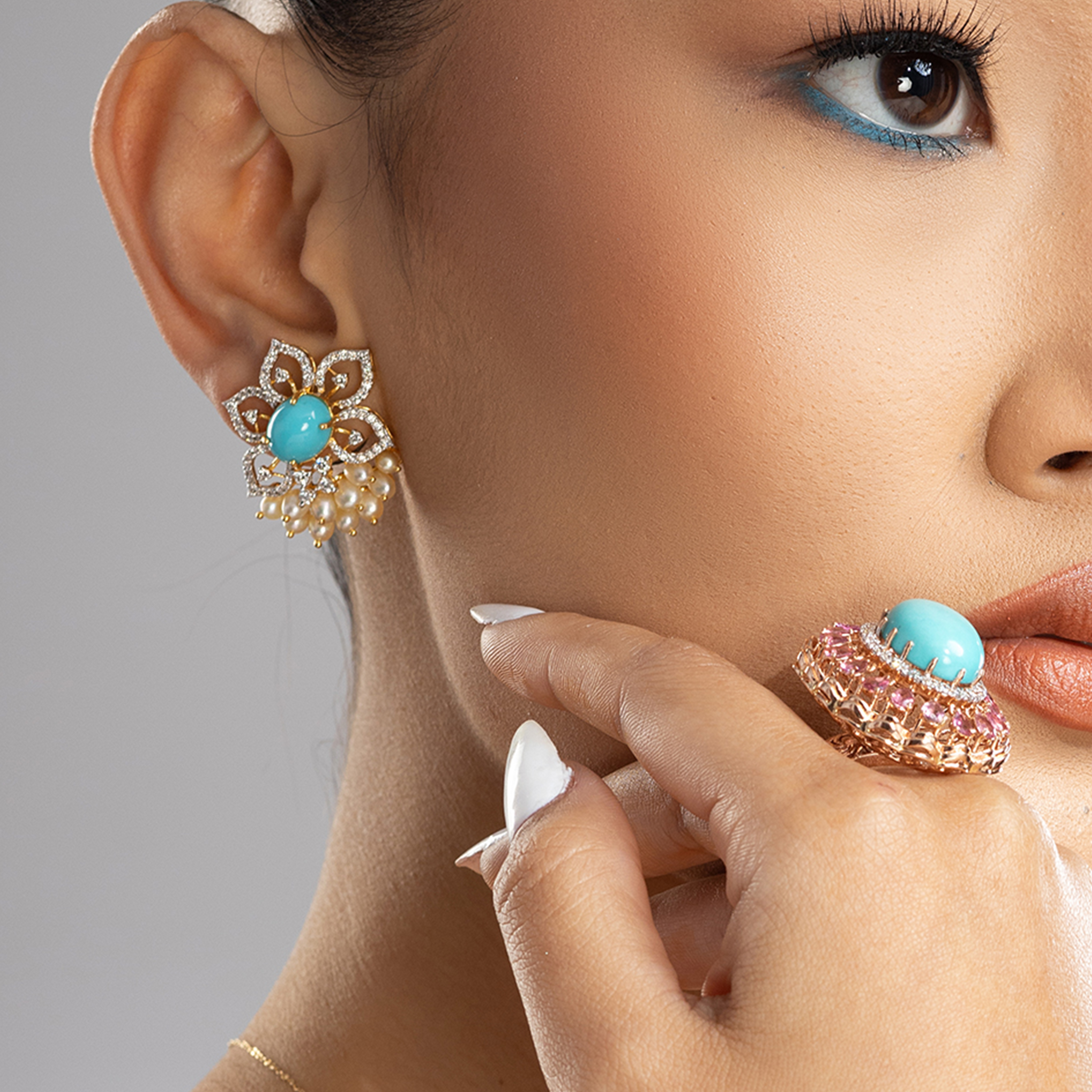 Flower Design Diamond Earrings Shree Balaji Diamond